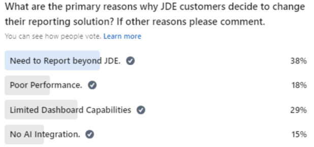 JDE Reporting Tool Reasons to Change Poll